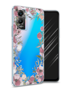 Чехол Awog на Vivo Y55s 5G "Розовая цветочная рамка"