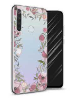Чехол Awog на Xiaomi Redmi Note 8T "Розовая цветочная рамка"