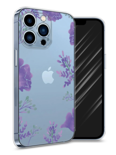Чехол Awog на Apple iPhone 13 Pro / Айфон 13 Pro "Сиреневая цветочная рамка"