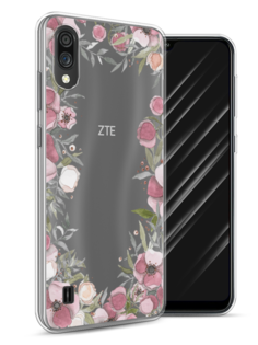 Чехол Awog на ZTE Blade A51 lite / ЗТЕ Блэйд A51 lite "Розовая цветочная рамка"