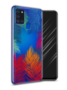 Чехол Awog на Samsung Galaxy A21s / Самсунг A21s "Рамка из перьев"