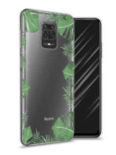 Чехол Awog на Xiaomi Redmi Note 9S/Note 9 Pro "Листья папоротника рамка"