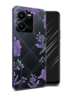 Чехол Awog на Vivo Y35 4G / Виво Y35 4G "Сиреневая цветочная рамка"