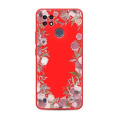Чехол Awog на Realme C21Y/C25Y "Розовая цветочная рамка"