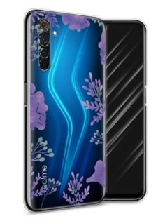 Чехол Awog на Realme 6 Pro "Сиреневая цветочная рамка"