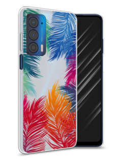 Чехол Awog на Motorola Edge (2021) "Рамка из перьев"