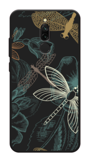 Матовый силиконовый чехол "Тени стрекоз" на Xiaomi Redmi 8 Awog