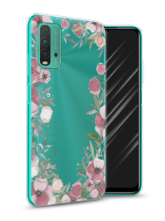 Чехол Awog на Xiaomi Redmi 9T "Розовая цветочная рамка"