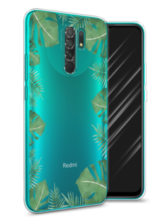 Чехол Awog на Xiaomi Redmi 9 "Листья папоротника рамка"