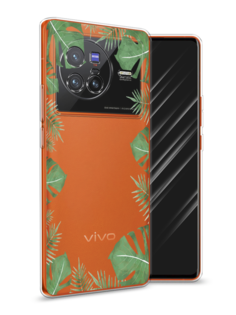 Чехол Awog на Vivo X80 "Листья папоротника рамка"