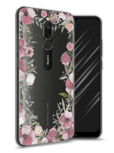 Чехол Awog на Xiaomi Redmi 8 "Розовая цветочная рамка"