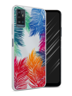 Чехол Awog на ZTE Blade A71 / ЗТЕ Блэйд A71 "Рамка из перьев"