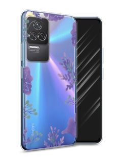 Чехол Awog на Xiaomi Redmi K50 "Сиреневая цветочная рамка"