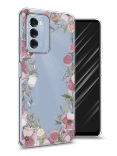 Чехол Awog на ZTE Blade V40 / ЗТЕ Блэйд V40 "Розовая цветочная рамка"