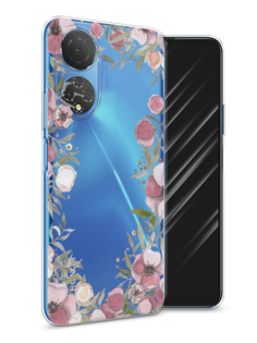 Чехол Awog на Honor X7 2022 "Розовая цветочная рамка"