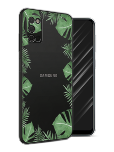 Чехол Awog на Samsung Galaxy A03S / Самсунг A03S "Листья папоротника рамка"