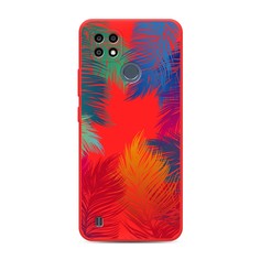 Чехол Awog на Realme C21Y/C25Y "Рамка из перьев"