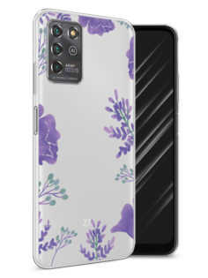 Чехол Awog на ZTE Blade V30 Vita / ЗТЕ Блэйд V30 Vita "Сиреневая цветочная рамка"