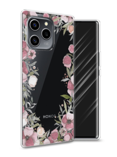 Чехол Awog на Honor 60 SE "Розовая цветочная рамка"