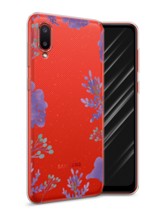 Чехол Awog на Samsung Galaxy A02 / Самсунг A02 "Сиреневая цветочная рамка"