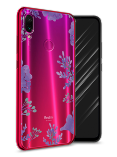 Чехол Awog на Xiaomi Redmi Note 7 "Сиреневая цветочная рамка"