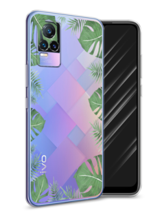 Чехол Awog на Vivo V21e 4G "Листья папоротника рамка"