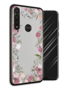 Чехол Awog на Motorola Moto G Power 2020 "Розовая цветочная рамка"