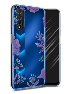 Чехол Awog на Realme 7 "Сиреневая цветочная рамка"