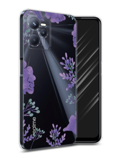 Чехол Awog на Realme C35 "Сиреневая цветочная рамка"