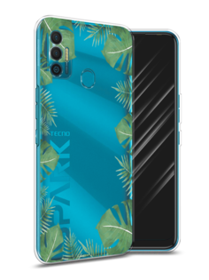 Чехол Awog на Tecno Spark 7 "Листья папоротника рамка"