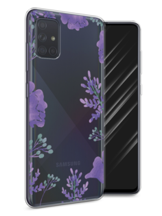 Чехол Awog на Samsung Galaxy A71 "Сиреневая цветочная рамка"