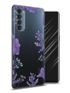 Чехол Awog на Oppo Reno 4 Pro "Сиреневая цветочная рамка"