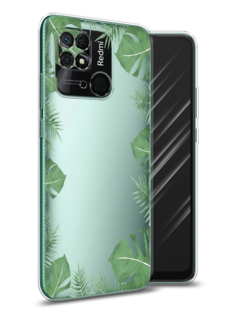 Чехол Awog на Xiaomi Redmi 10C "Листья папоротника рамка"