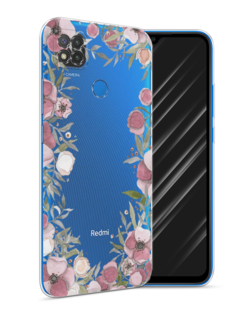 Чехол Awog на Xiaomi Redmi 9C "Розовая цветочная рамка"