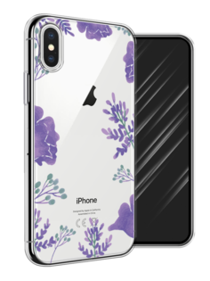 Чехол Awog на Apple iPhone XS (10S) / Айфон XS (10S) "Сиреневая цветочная рамка"