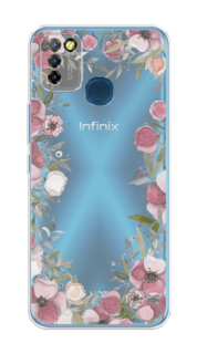 Чехол Awog на Infinix HOT 10 Lite "Розовая цветочная рамка"