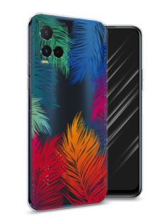 Чехол Awog на Vivo Y21e "Рамка из перьев"