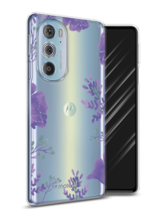 Чехол Awog на Motorola Edge 30 Pro "Сиреневая цветочная рамка"