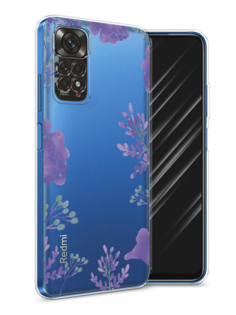 Чехол Awog на Xiaomi Redmi Note 11 4G Global/Redmi Note 11S "Сиреневая цветочная рамка"