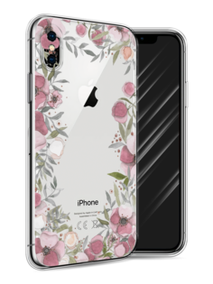 Чехол Awog на Apple iPhone X (10) / Айфон X (10) "Розовая цветочная рамка"