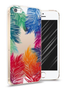 Чехол Awog на Apple iPhone 5 / Айфон 5 "Рамка из перьев"