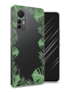 Чехол Awog на Xiaomi 12 Lite "Листья папоротника рамка"