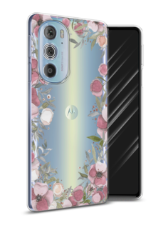Чехол Awog на Motorola Edge 30 Pro "Розовая цветочная рамка"