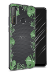 Чехол Awog на HTC Desire 20 Pro / Эйчтиси Дизайр 20 Pro "Листья папоротника рамка"