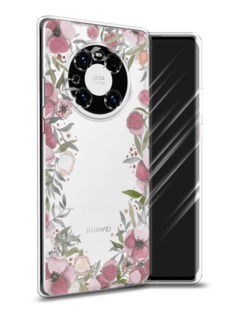Чехол Awog на Huawei Mate 40E Pro "Розовая цветочная рамка"