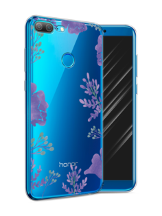 Чехол Awog на Honor 9 Lite "Сиреневая цветочная рамка"