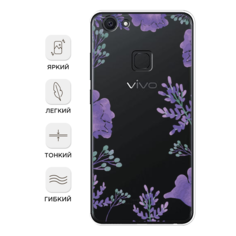 Чехол Awog на Vivo V7 "Сиреневая цветочная рамка"