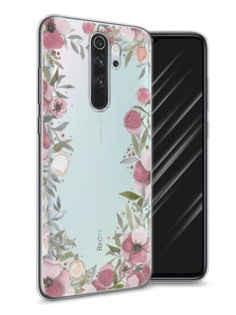 Чехол Awog на Xiaomi Redmi Note 8 Pro "Розовая цветочная рамка"