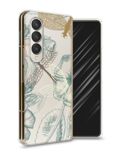 Чехол Awog на Samsung Galaxy Z Fold 4 / Самсунг Галакси Зет Фолд 4 "Тени стрекоз"