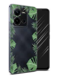 Чехол Awog на Vivo V25 / Виво V25 "Листья папоротника рамка"